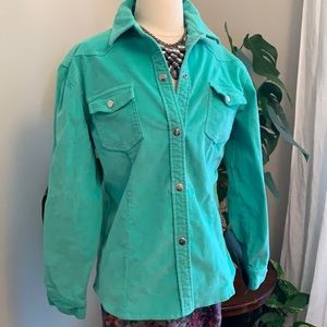California Style vintage Corduroy button down shacket size M turquoise